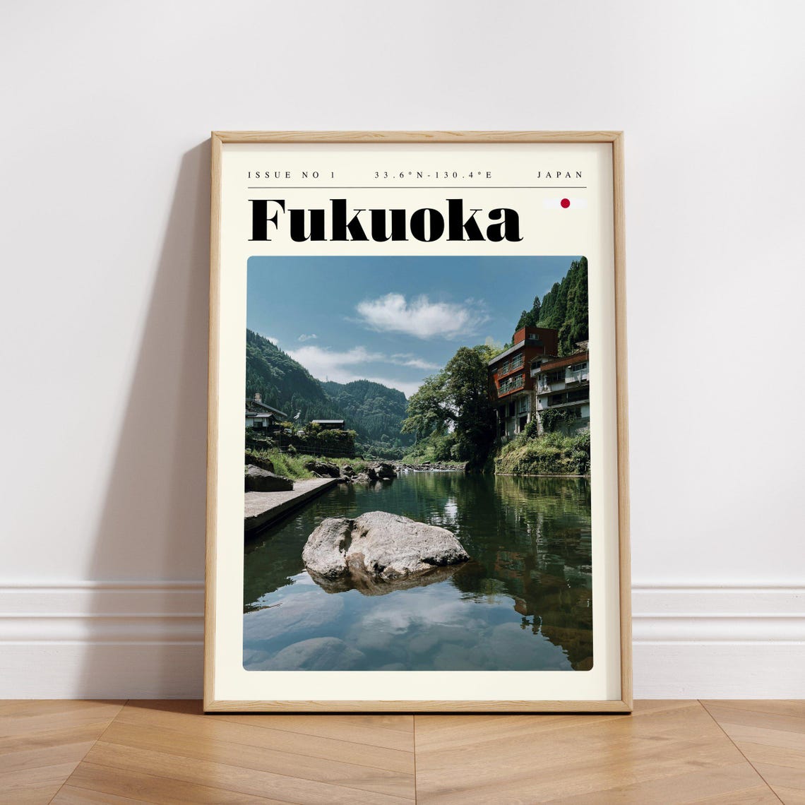Fukuoka Japan Tranquil River Valley Forest Photo Travel Poster - Image 3