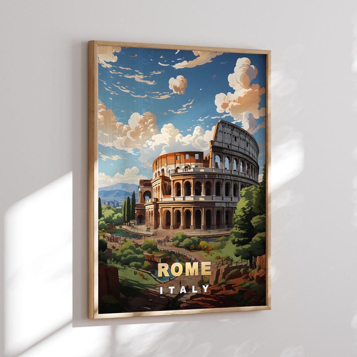 Rome Italy Colosseum Park View Ancient Landmark Travel Poster - Image 2