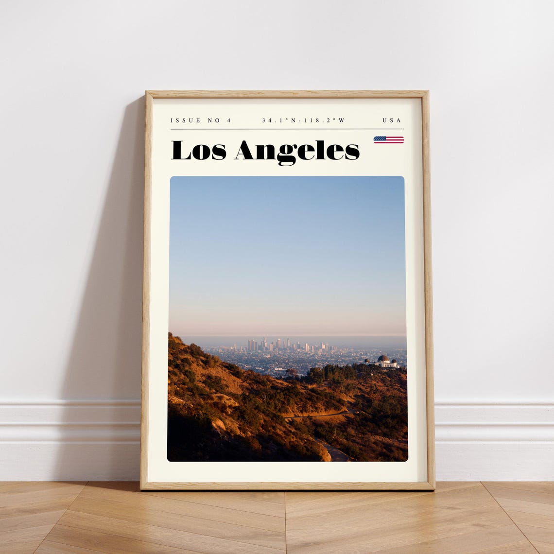 Los Angeles Griffith Park Hillside Downtown Skyline Sunset Poster - Image 3