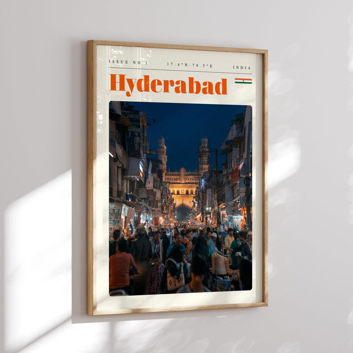 Hyderabad India Old City Night Bazaar Bustling Vibrant Street Poster - Image 2
