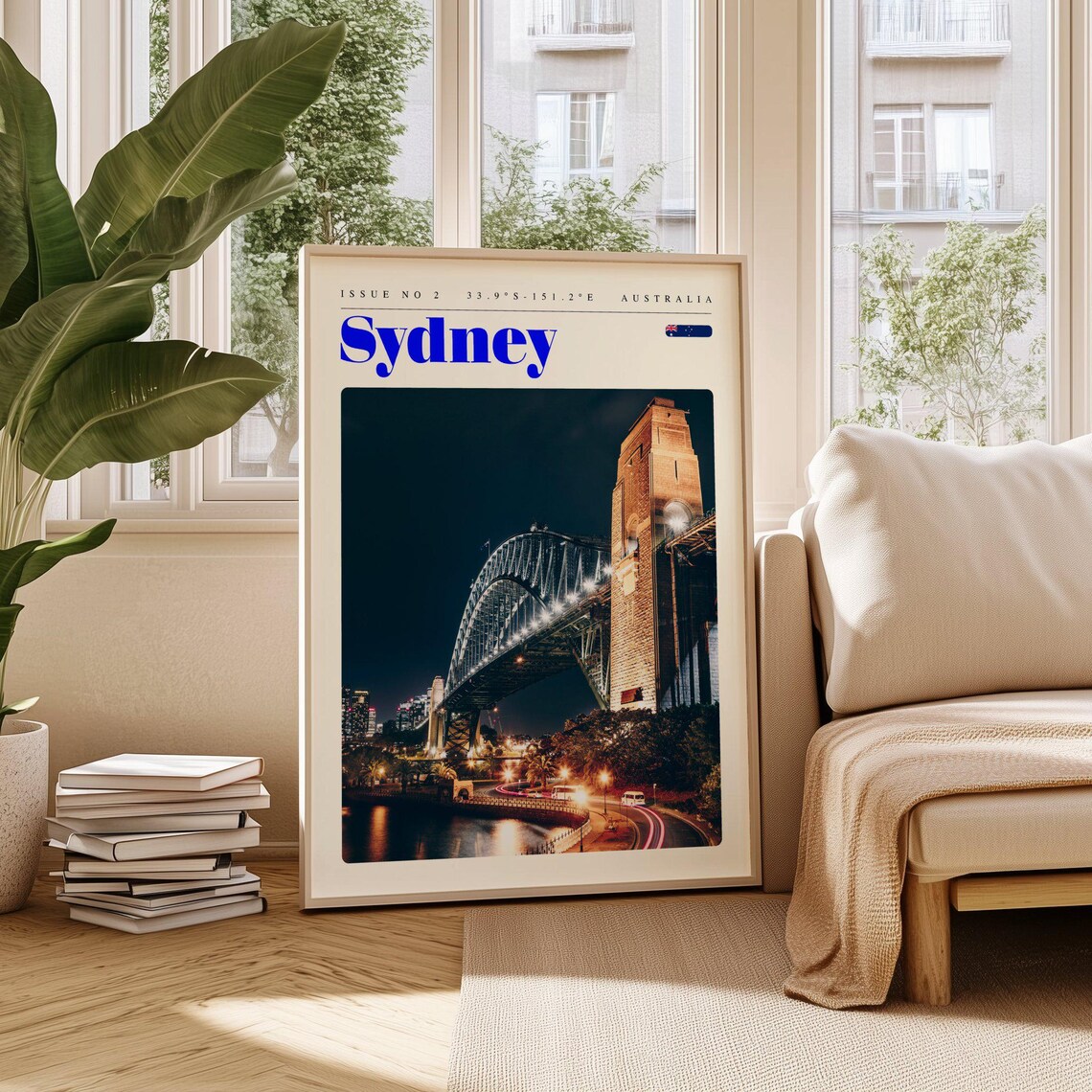 Sydney Australia Harbour Bridge Night Lights Photography Poster