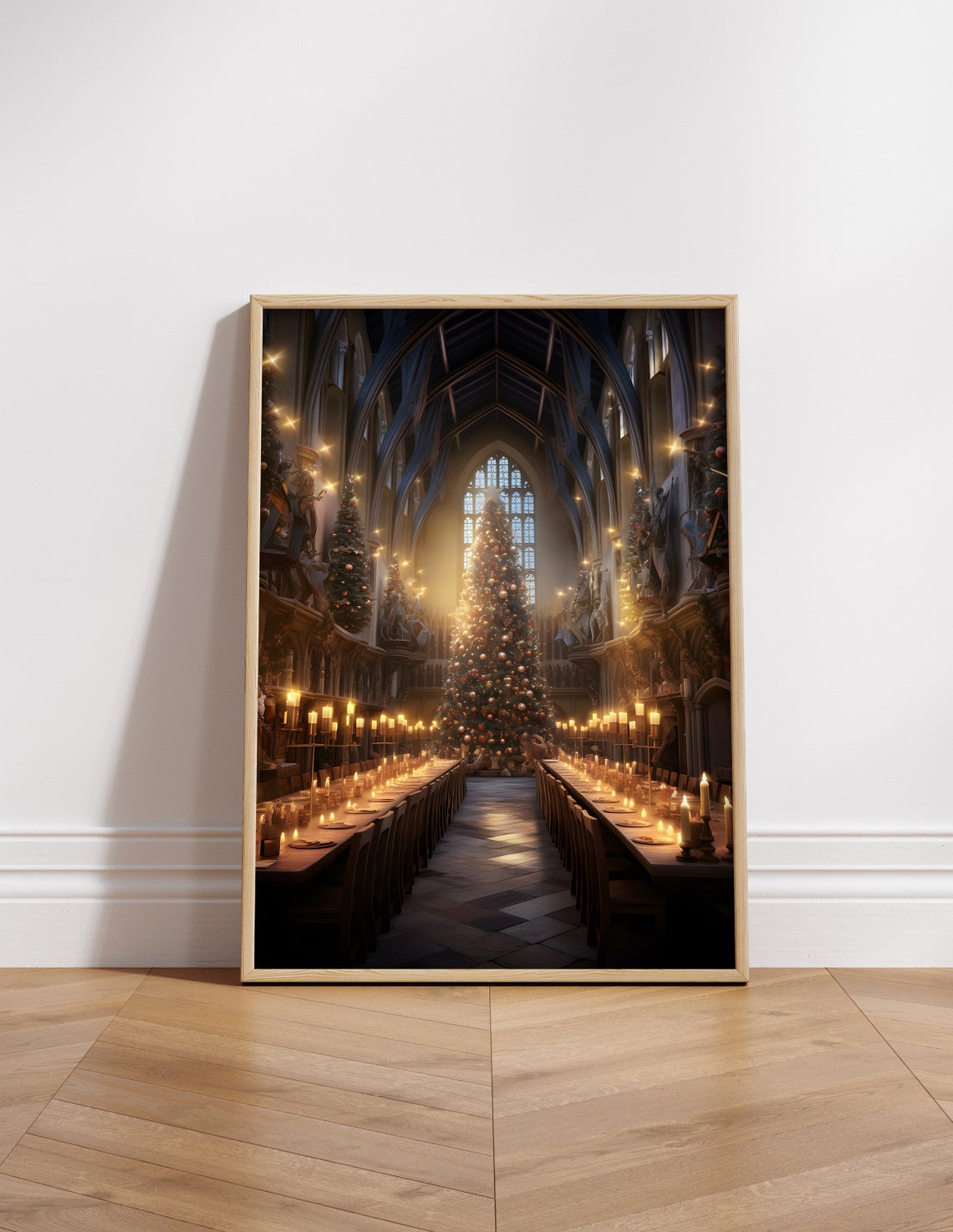 Hogwarts Great Hall at Christmas Candlelit Feast Wizard Poster