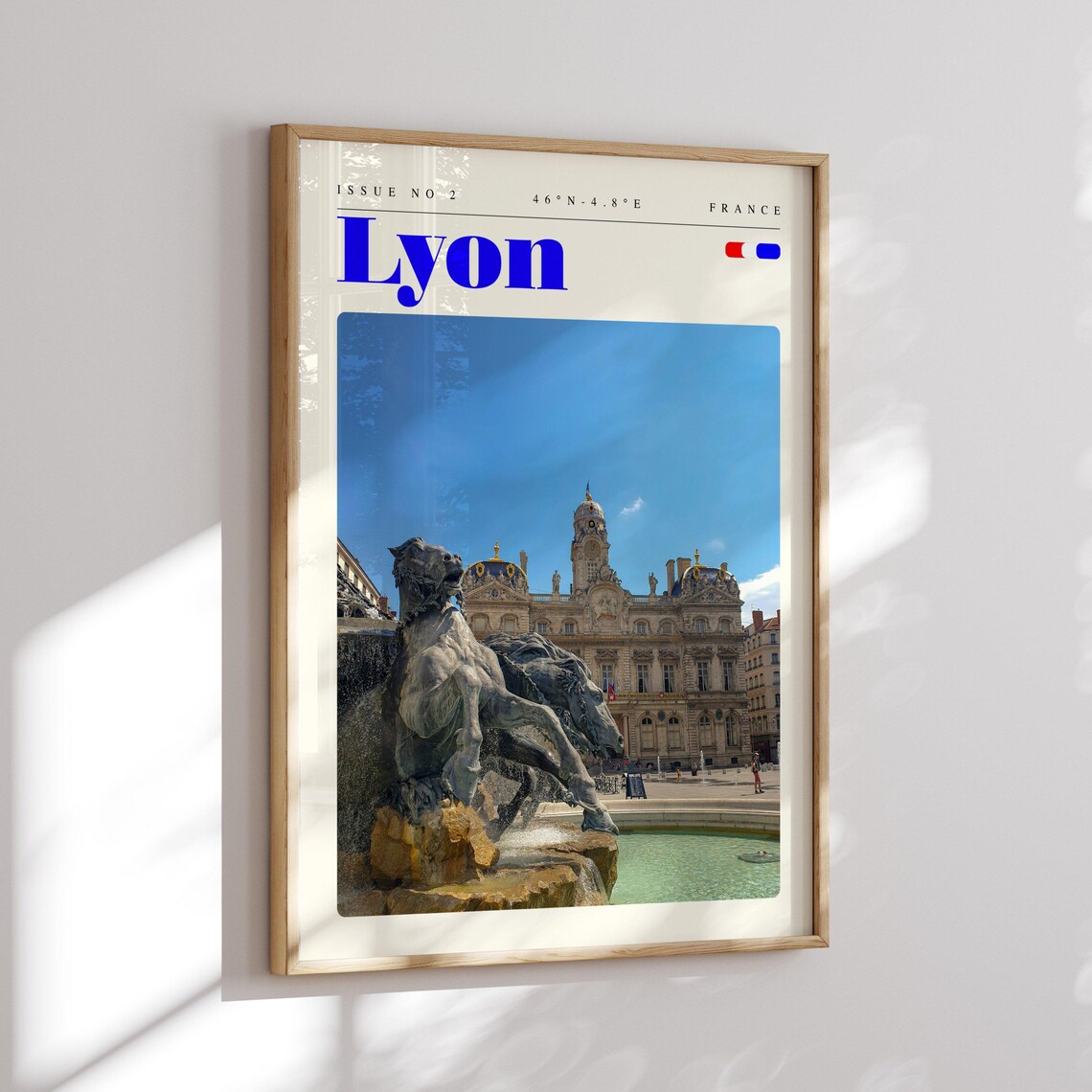 Lyon France Bartholdi Fountain Horse Statues Modern Travel Poster - Image 2