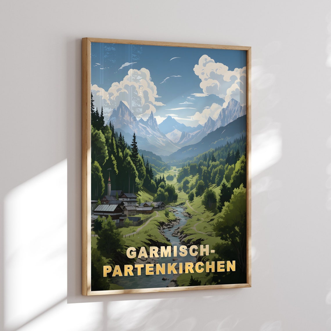Garmisch Partenkirchen Germany Alpine Valley Retro Travel Poster - Image 3