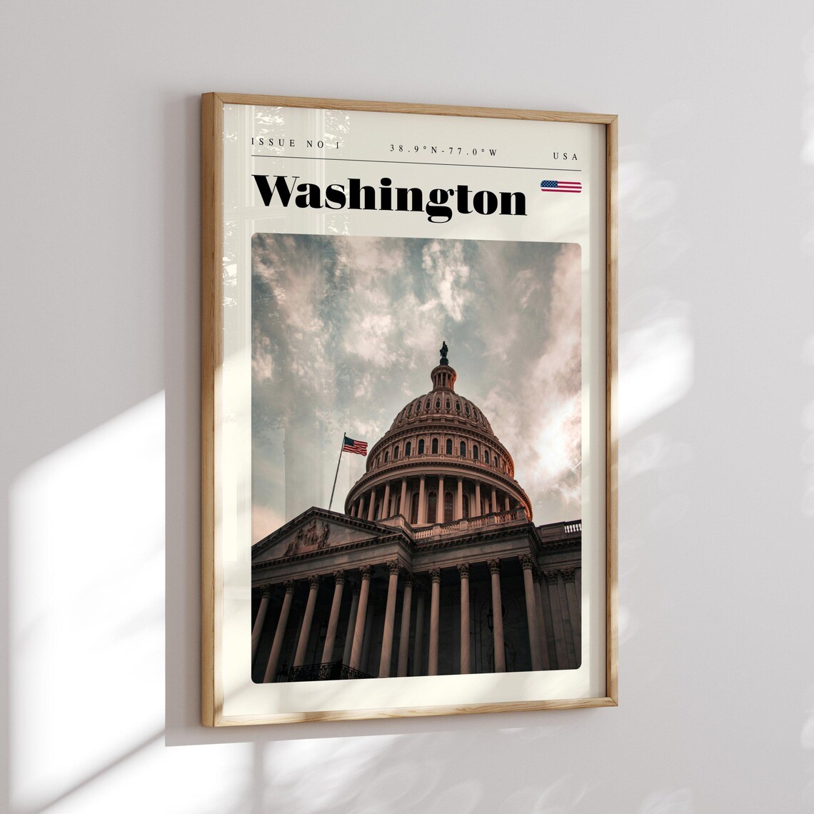 Washington DC US Capitol Dome American Flag Landmark Travel Poster - Image 2