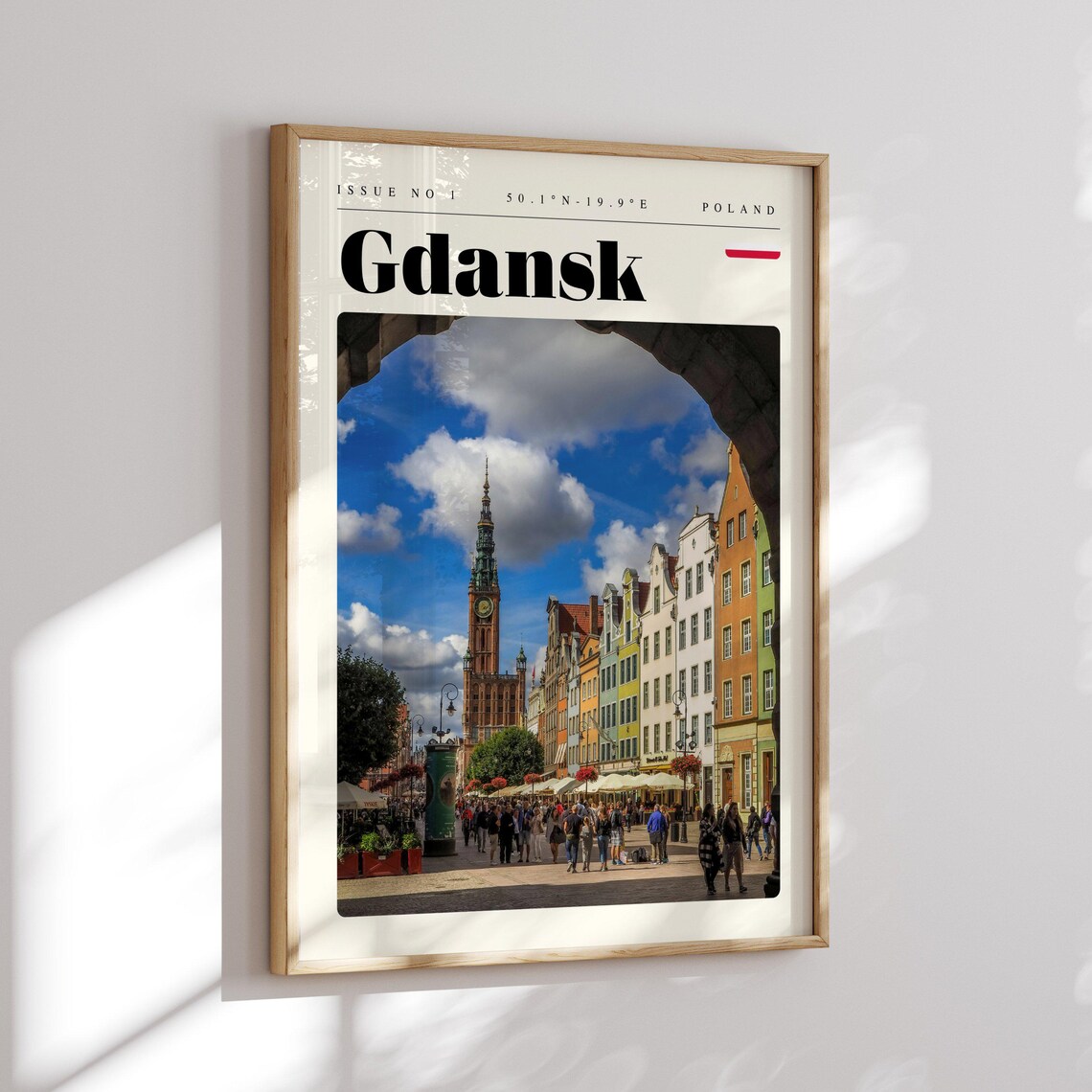 Gdansk Poland Colorful Old Town Square Gothic Tower Travel Poster - Image 2