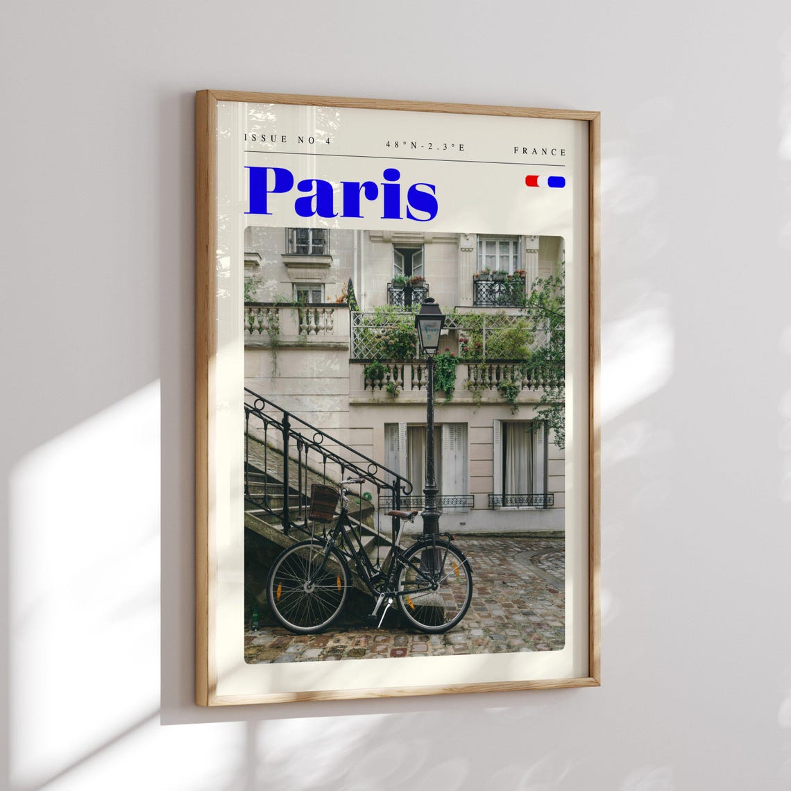 Paris France Charming Cobblestone Street Bicycle Travel Poster Art - Image 2