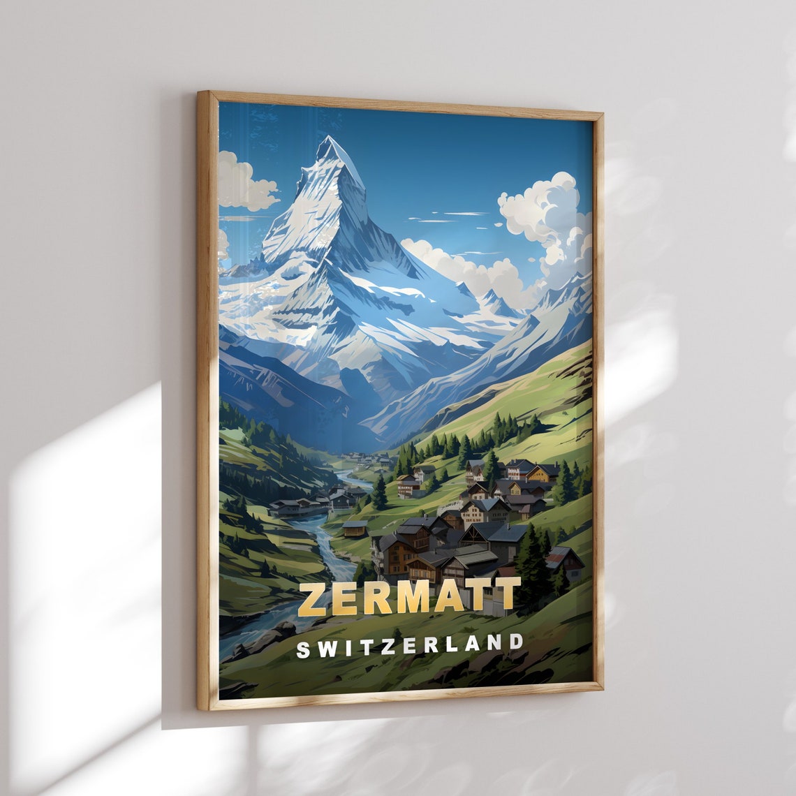 Zermatt Switzerland Matterhorn Village Summer Retro Travel Poster - Image 3