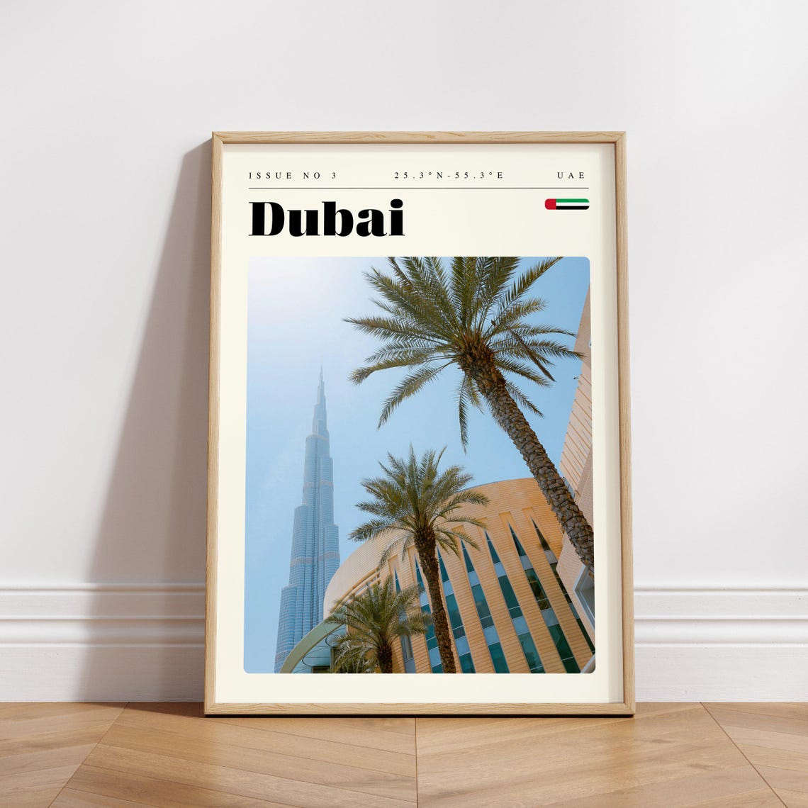 Dubai UAE Burj Khalifa Palm Trees Modern Skyline Travel Poster - Image 3