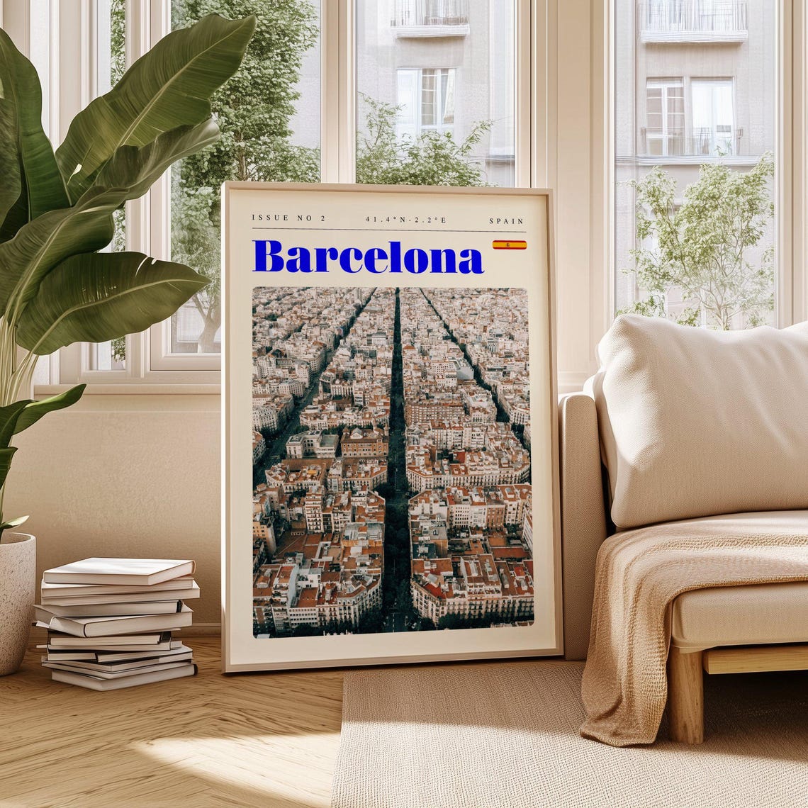 Barcelona Spain Aerial City Grid Eixample Skyline Travel Poster