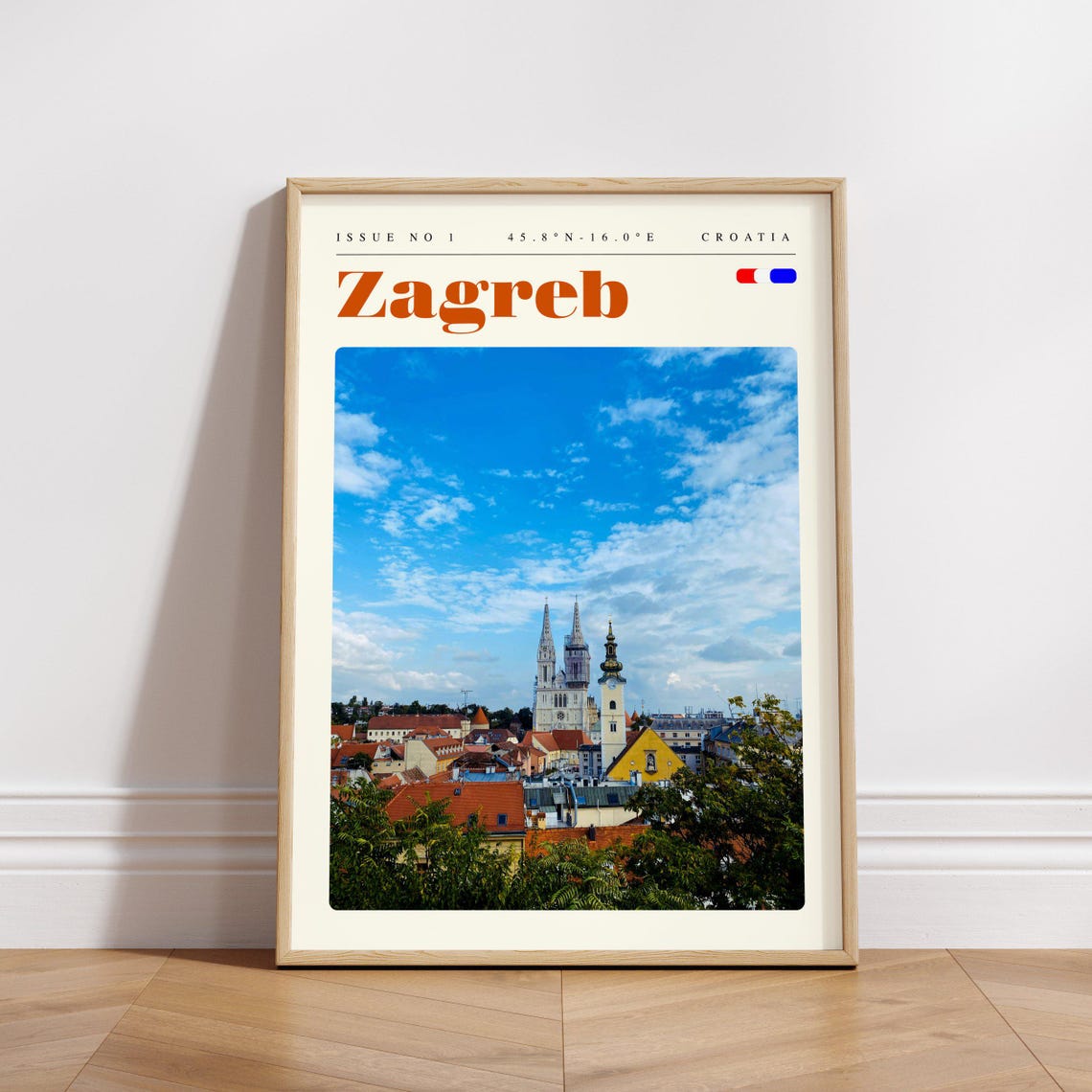 Zagreb Croatia Cathedral Spires Red Rooftops Old Town Travel Poster - Image 3