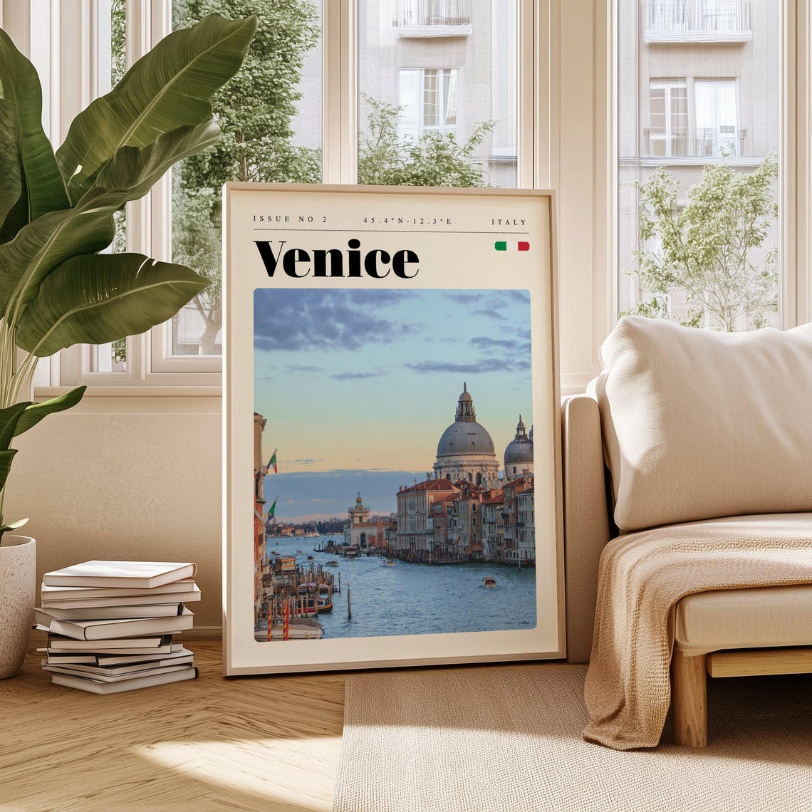 Venice Italy Vintage Travel Poster Grand Canal With Salute Basilica