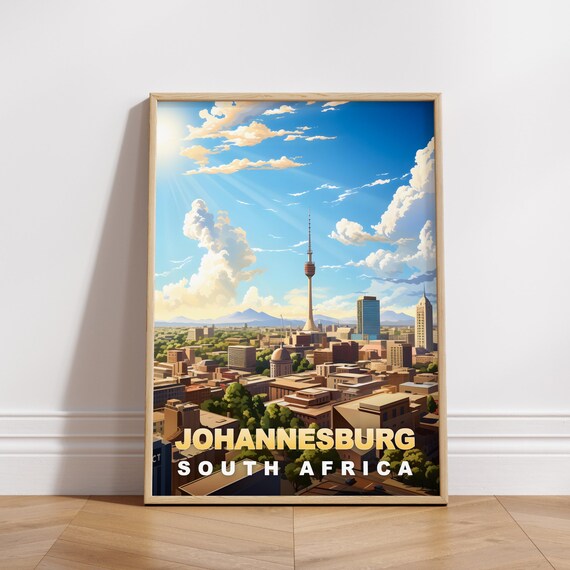 Johannesburg Travel Poster South Africa Print Retro Wall Art Wall Decor Vintage Africa Cities Art