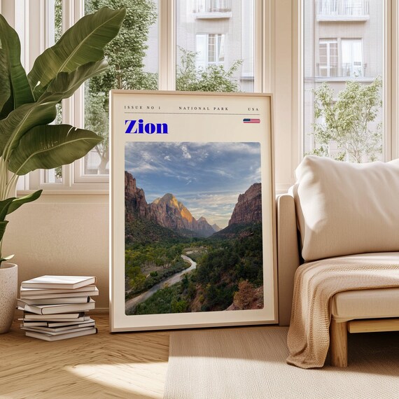 Zion National Park Utah Red Canyon Valley Photography Poster