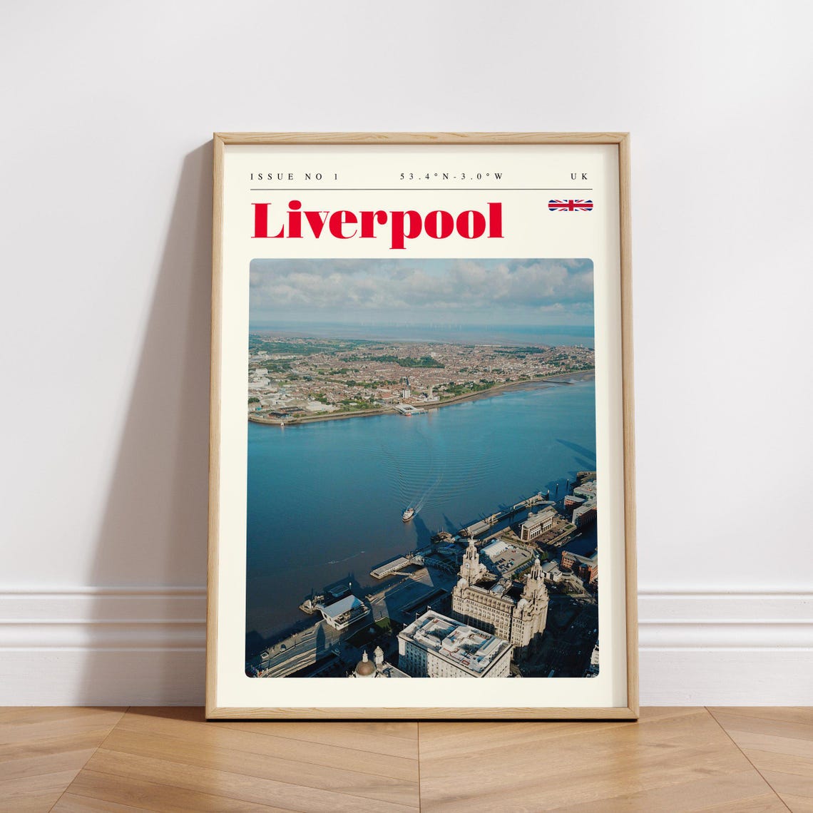 Liverpool UK River Mersey Waterfront Aerial View Travel Poster - Image 3