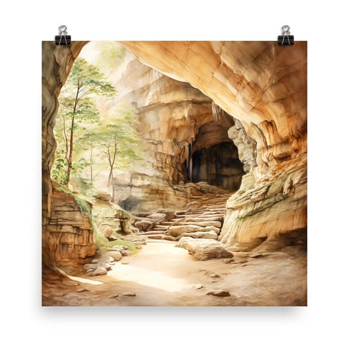 Mammoth Cave National Park Limestone Cavern Watercolor Poster - Image 4