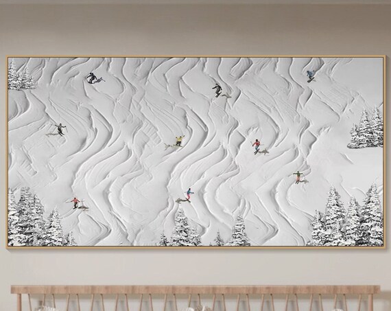 Skier on Snowy Mountain, Personalized Art Print