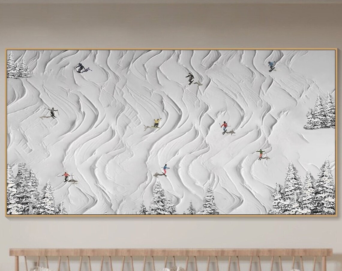 Skier on Snowy Mountain, Personalized Art Print
