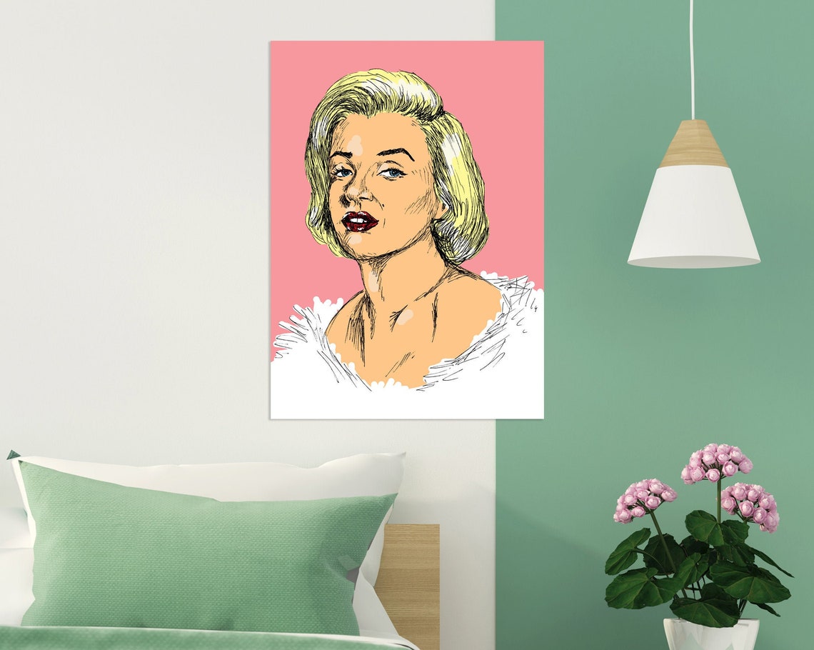 Marilyn Monroe Pop Art Portrait Pink Hollywood Icon Wall Art