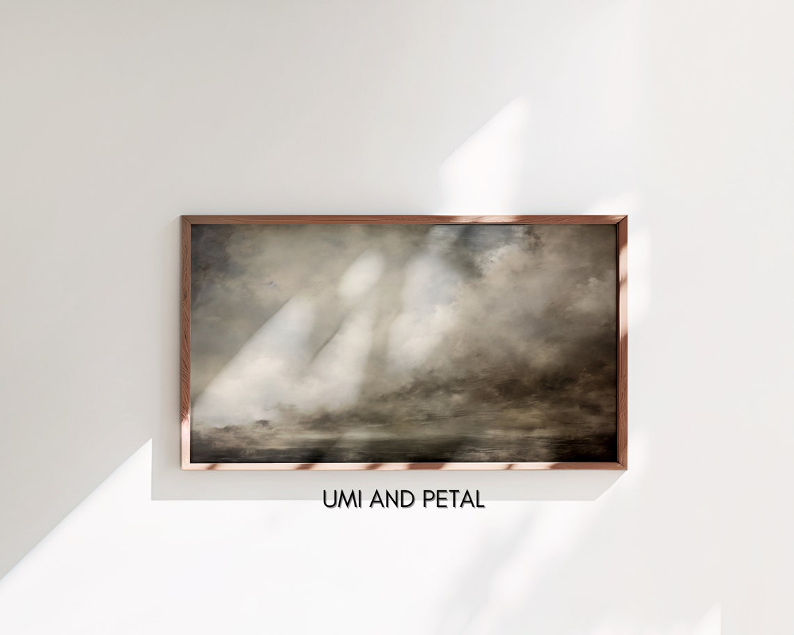 Abstract Clouds Frame Tv Art Vintage Moody Clouds Oil Painting Instant Still Nature Tv Art 169 Screensaver - Image 3