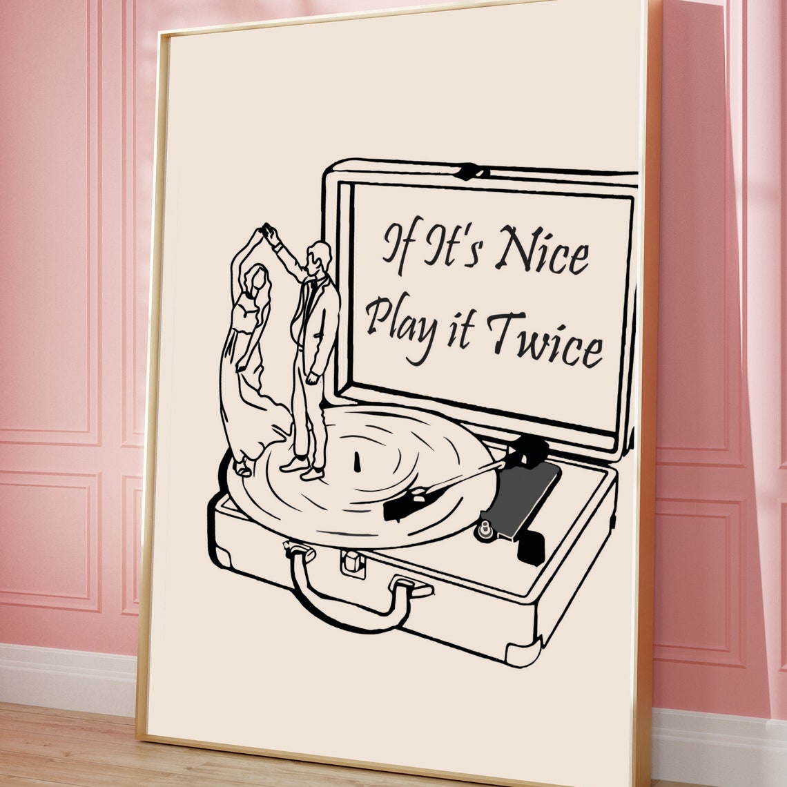 Retro Record Player Dance Poster Trendy Music Room Art Printable