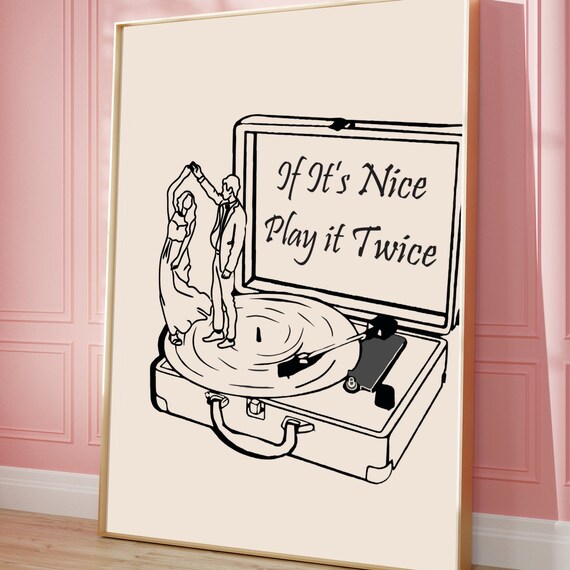 Retro Record Player Dance Poster Trendy Music Room Art Printable