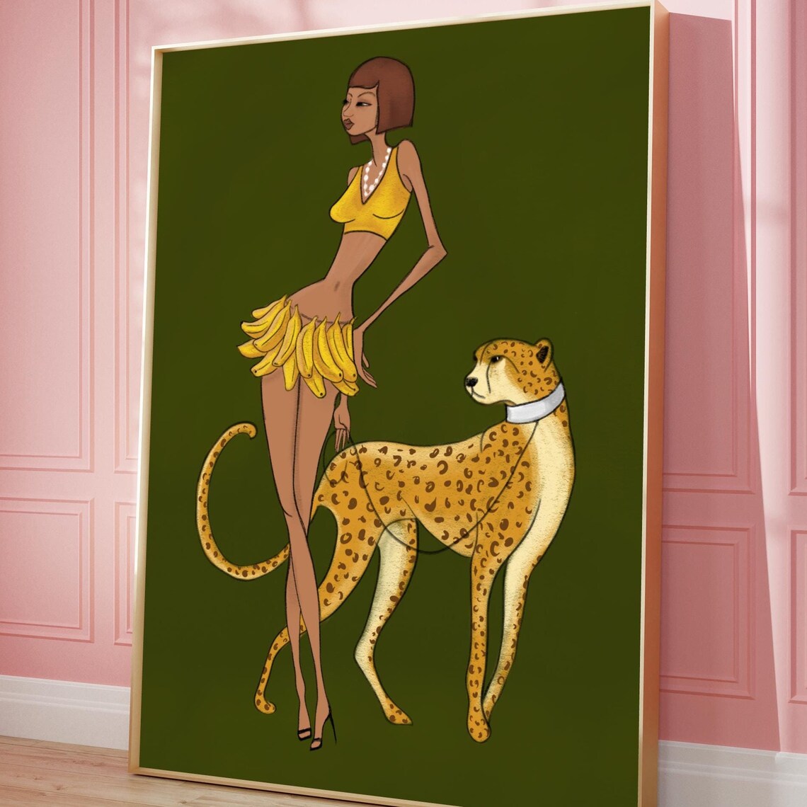 Josephine Baker Style Iconic Banana Skirt Cheetah Glamour Poster