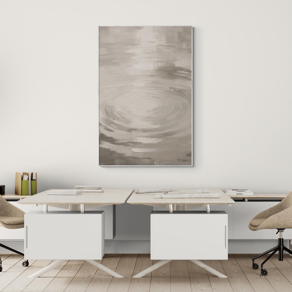 Minimalist Grey Water Ripples Abstract Calm Monochrome Wall Art Poster - Image 5