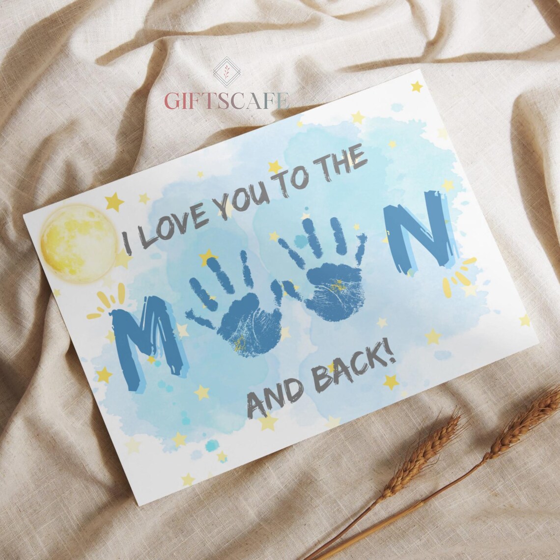 Baby Handprint I Love You to the Moon and Back Keepsake Poster - Image 3