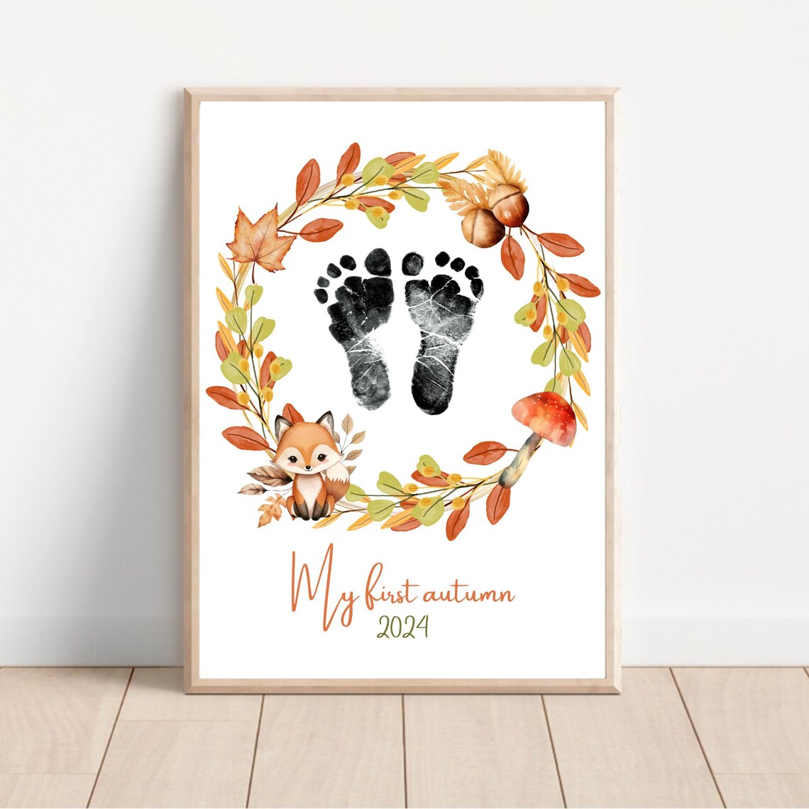 My First Autumn Footprint Art, Thanksgiving Handprint Print - Image 2