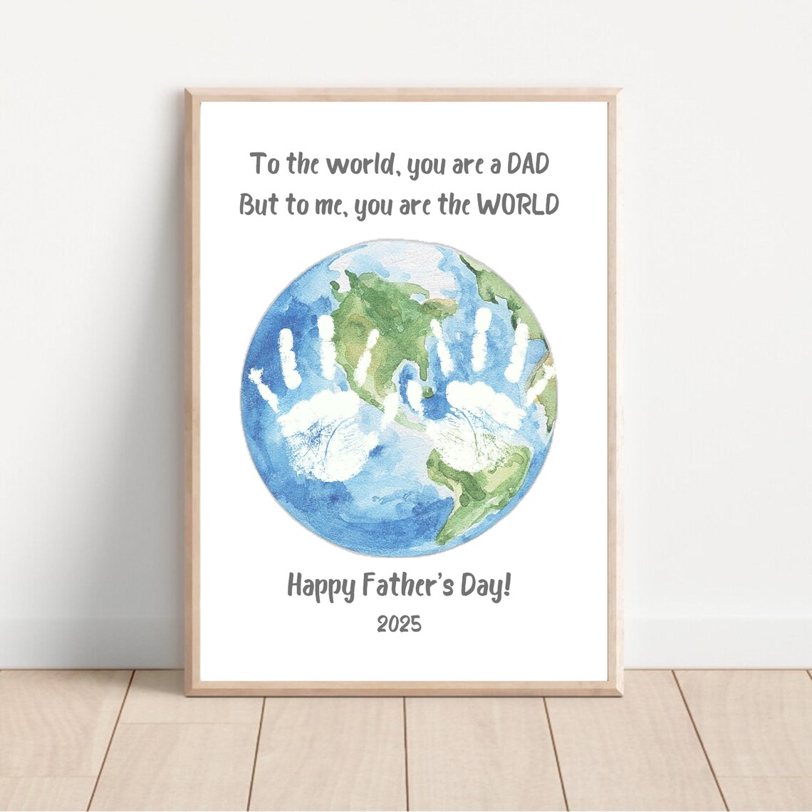 To The World You Are A Dad Fathers Day Handprint Earth Keepsake Print - Image 2