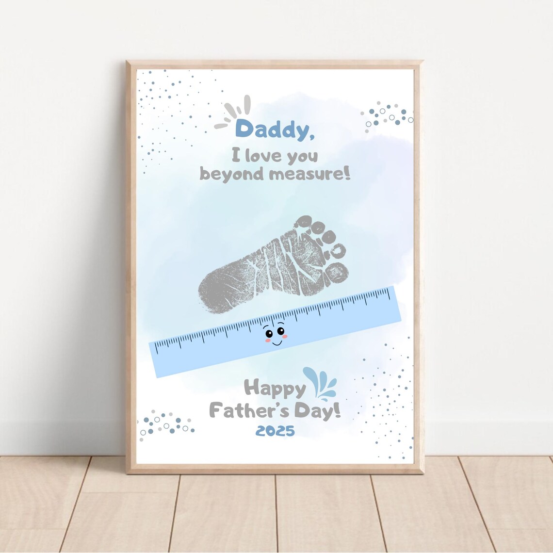 Fathers Day Footprint Art Keepsake Card, Dad Gift - Image 2
