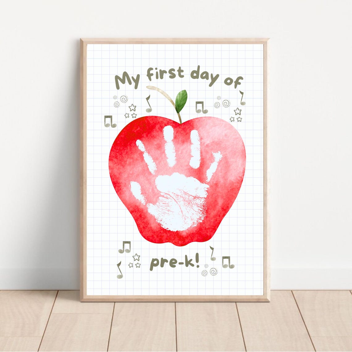 My First Day Of Pre K Apple Handprint Watercolor Keepsake School Art