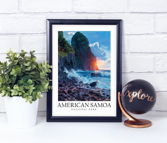 American Samoa National Park Vivid Sunset Coastline Travel Poster