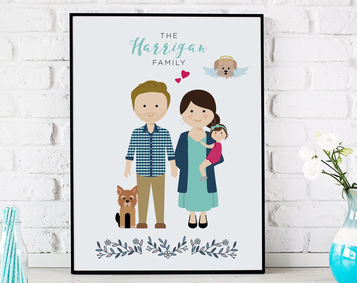 Personalized Harrigan Family Minimalist Illustration Portrait Poster