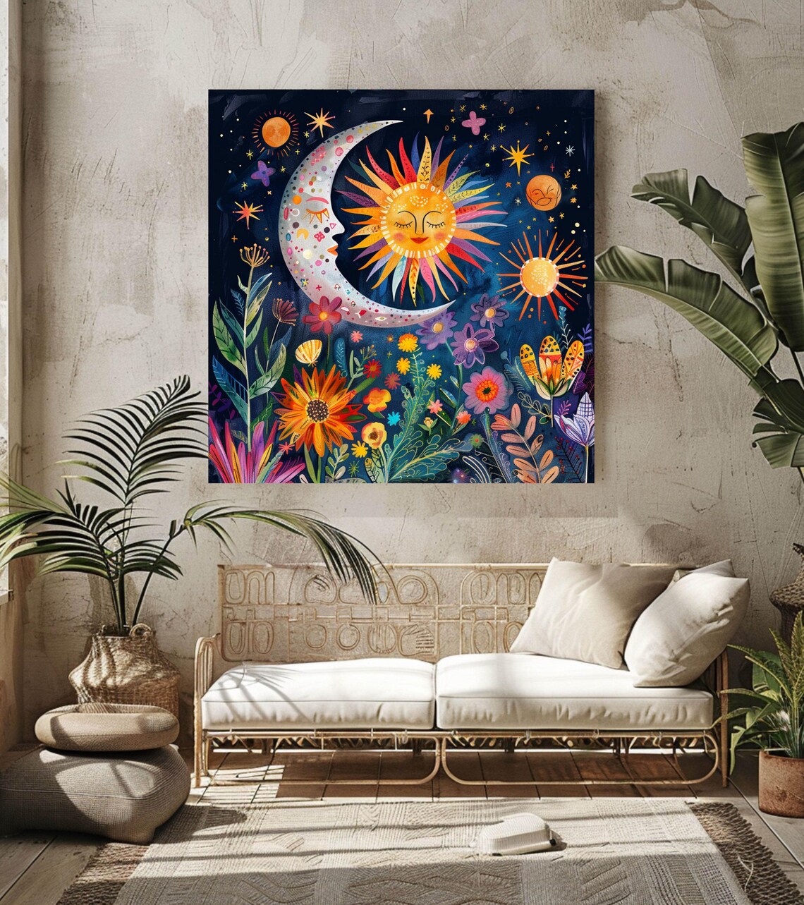 Celestial Floral Poster, Cosmic Boho Decor - Image 4