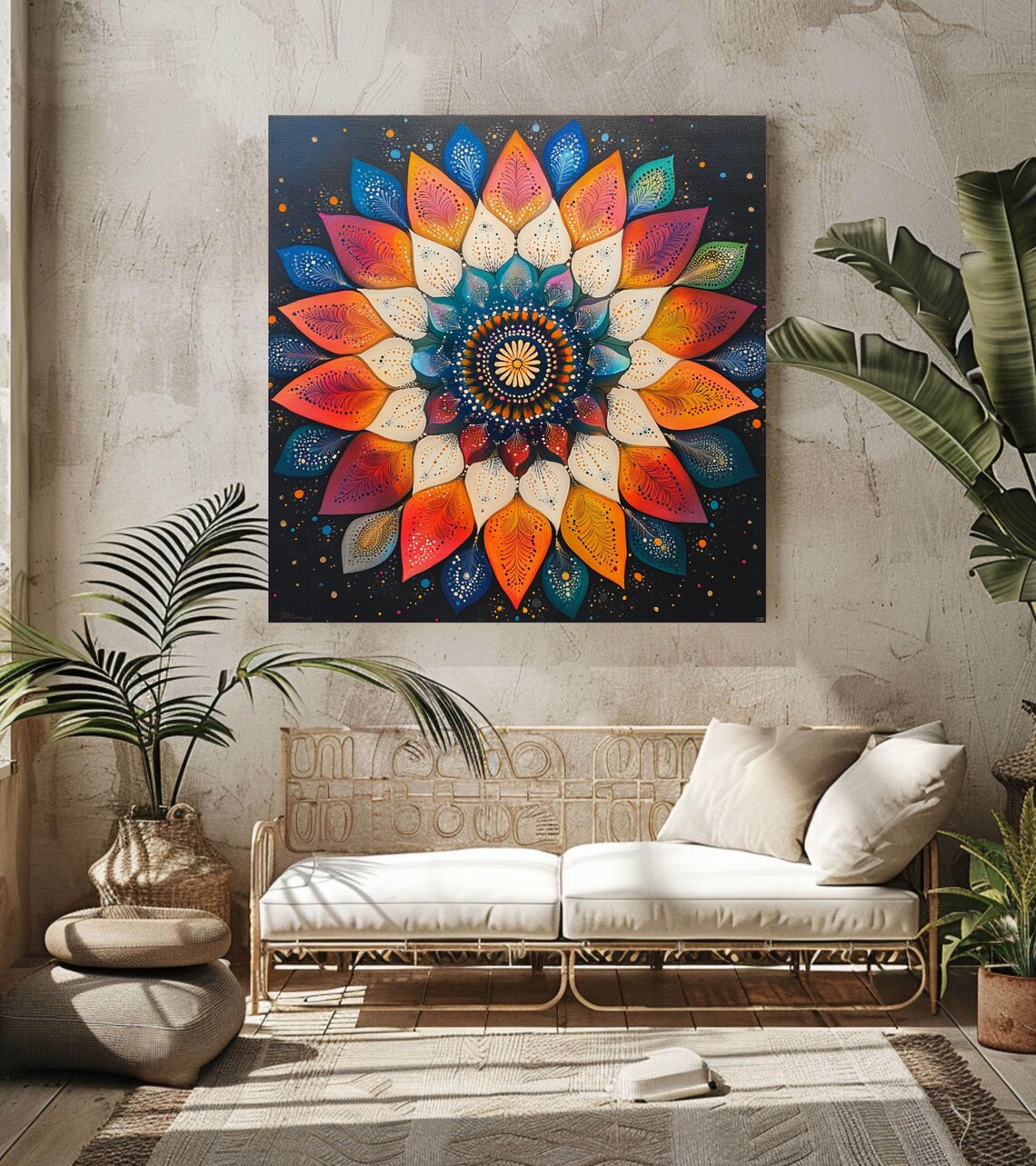 Mandala Flower Boho Decor, Geometric Zen Art - Image 3
