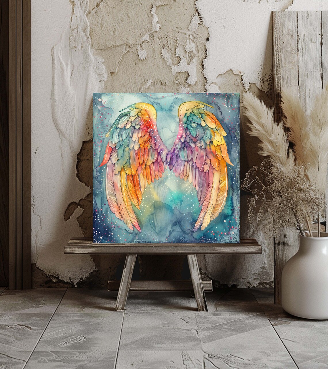 Angelic Painting, Whimsical Christian Angel Art - Image 2