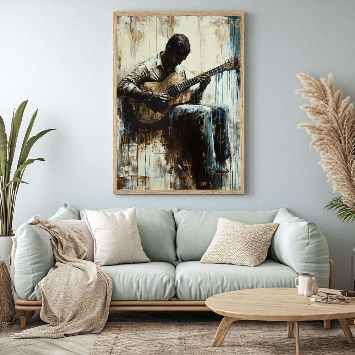 Rustic Guitarist, Vintage Blues Inspired Art Print - Image 2