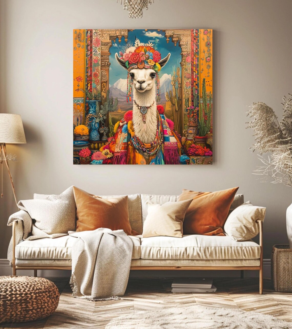 Boho Llama Art Print, Whimsical Animal Decor - Image 2