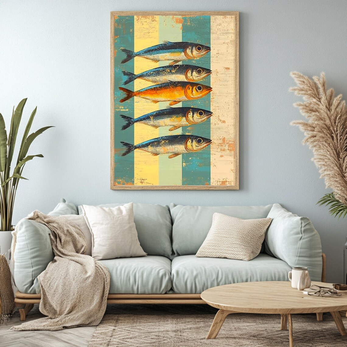 Retro Sardines Vintage Coastal Bedroom Decor - Image 4