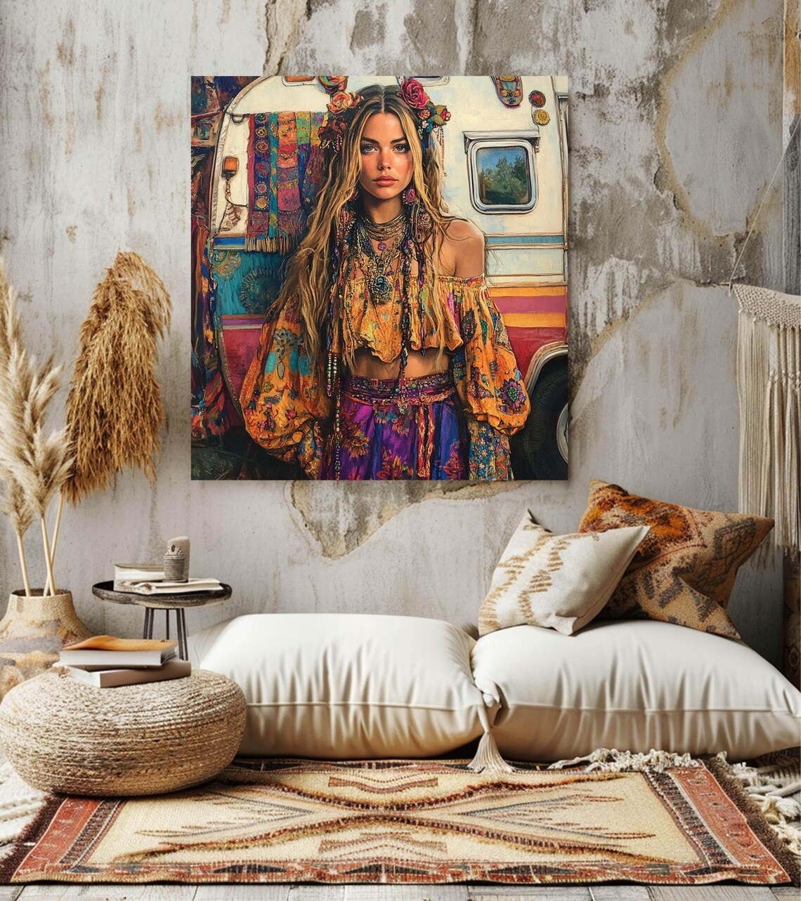 Gypsy Hippie Girl, Modern Boho Home Decor - Image 5