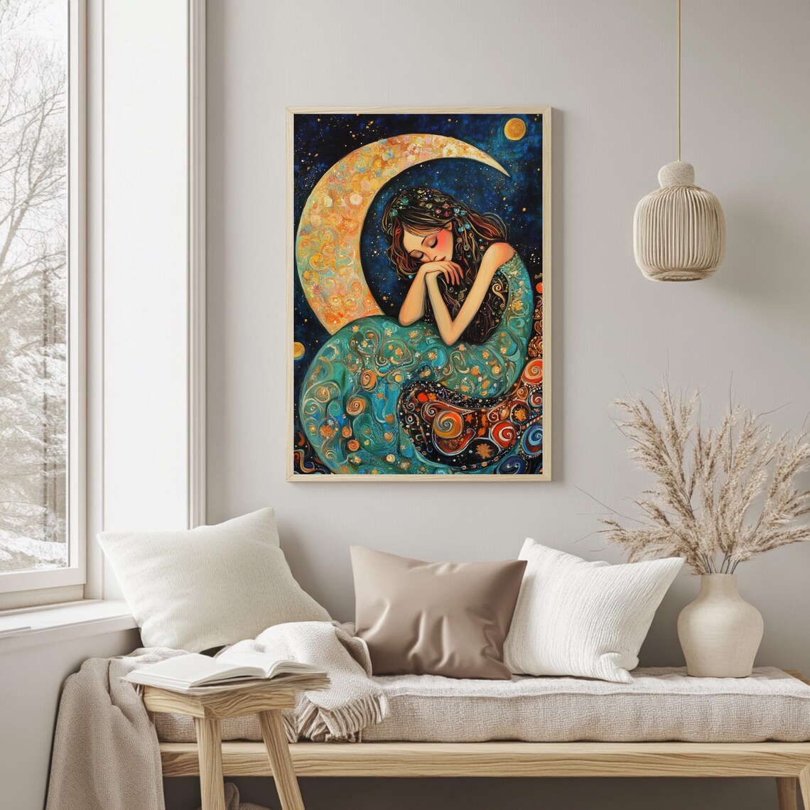 Moon Goddess Art Print, Celestial Mystical Woman - Image 2