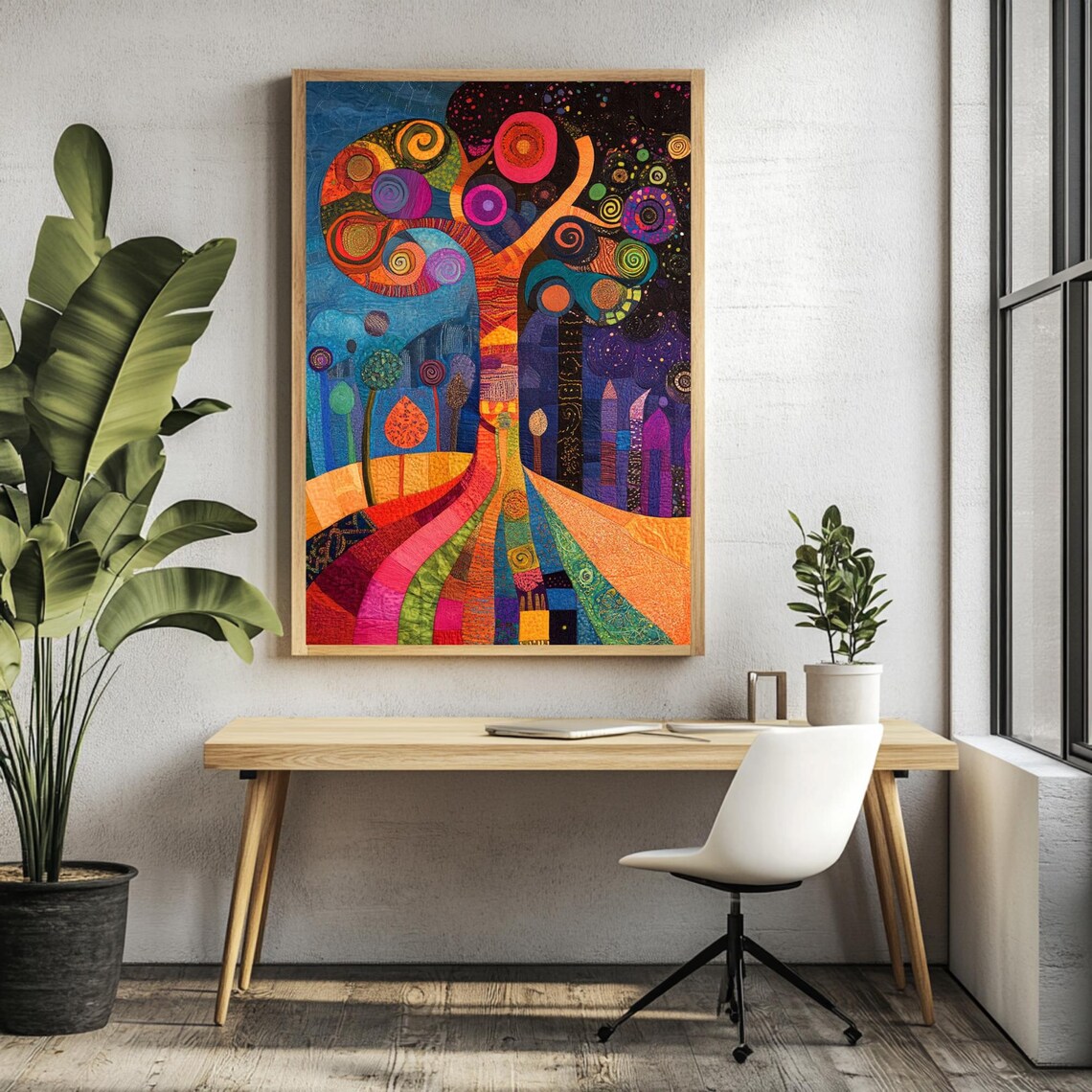 Whimsical Tree Art Print, Vibrant Boho Landscape - Image 3