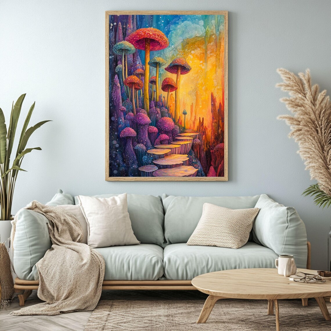 Rainbow Mushroom Cottagecore Psychedelic Fungi Art Print - Image 4