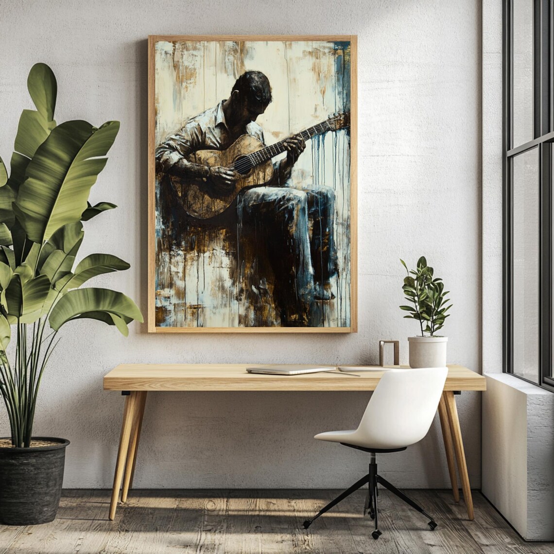 Rustic Guitarist, Vintage Blues Inspired Art Print - Image 3