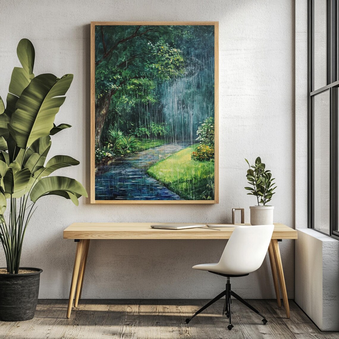 Rainy Forest Path Art Print, Serene Nature Decor - Image 3