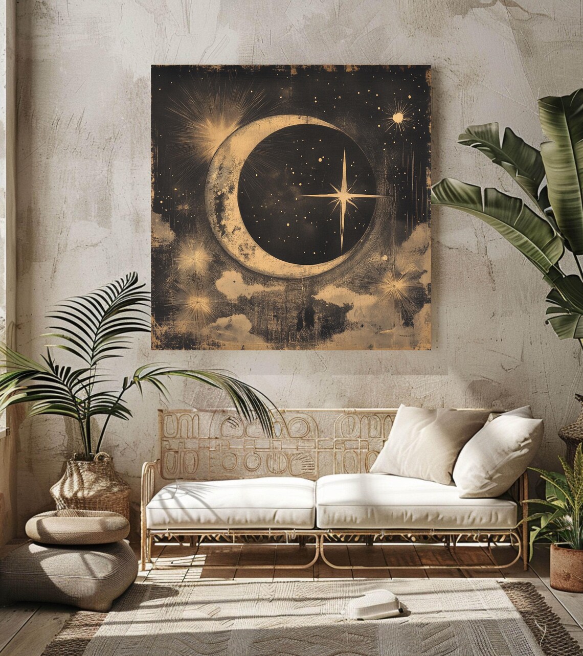Celestial Moon Decor, Vintage Cosmic Wall Art - Image 4