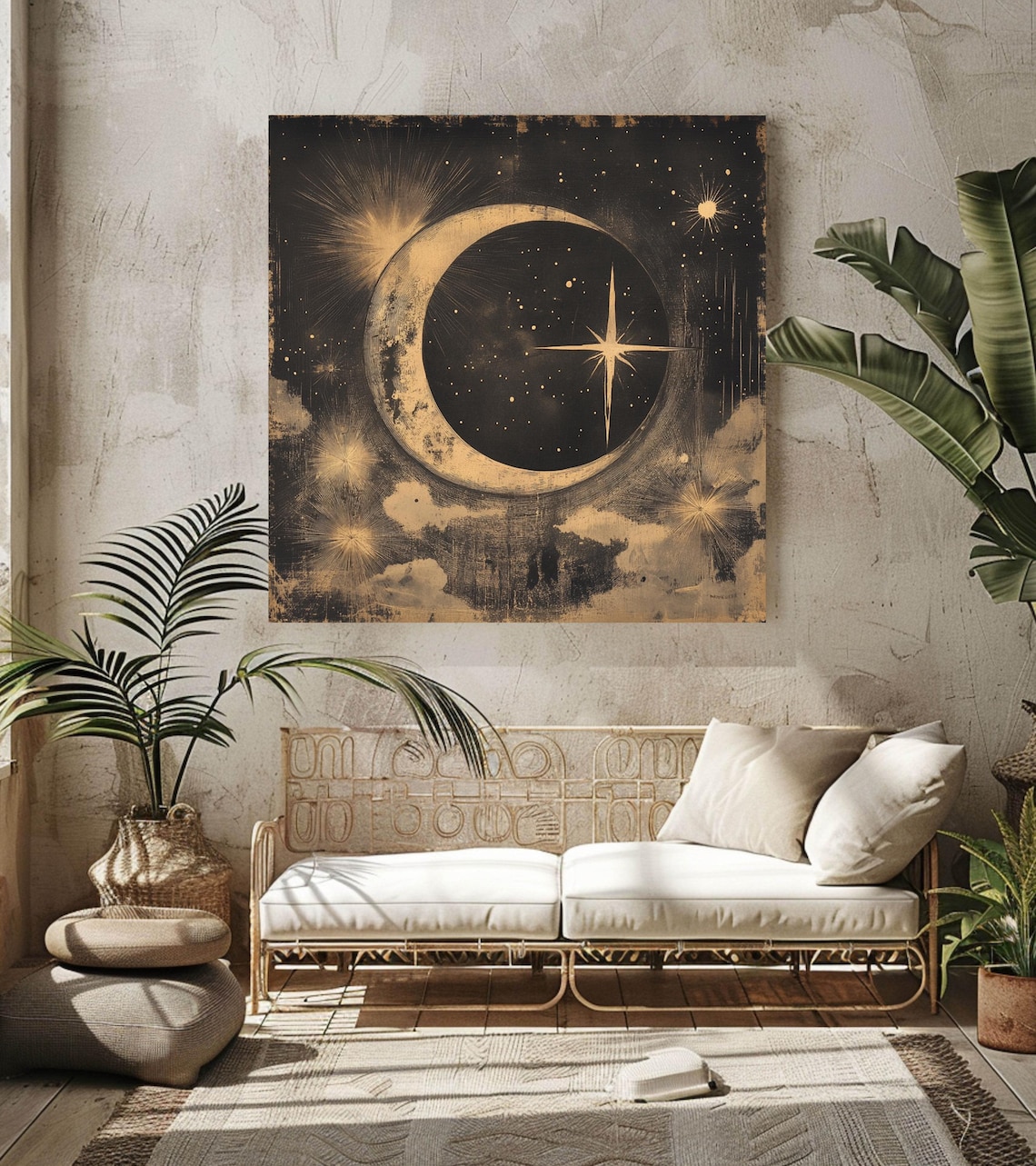 Celestial Moon, Mystical Vintage Cosmic Wall Art - Image 2