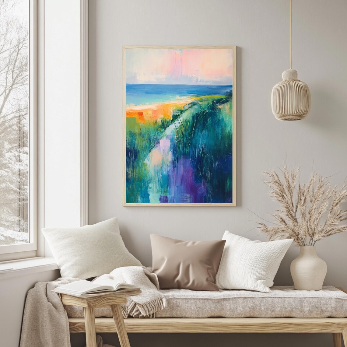 Seaside Path Abstract Coastal Landscape, Beachy Decor - Image 4